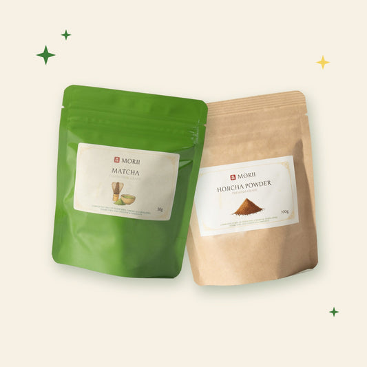 AM/PM Duo — Morii matcha and hojicha powder pouches