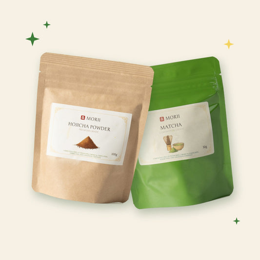 Latte Lovers — Morii hojicha powder and matcha pouches